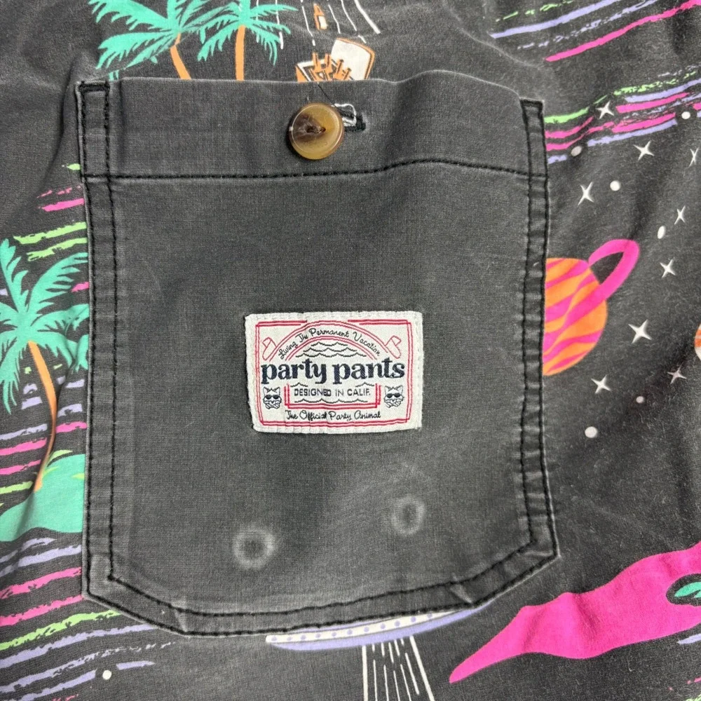 Party Pants Alien UFO Abduction Graphic Swim Trunks Shorts Men's XL